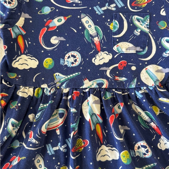 EUC Mini Boden Long Sleeve Cotton Jersey Dress (space print) girls size 6-7 - Picture 4 of 6
